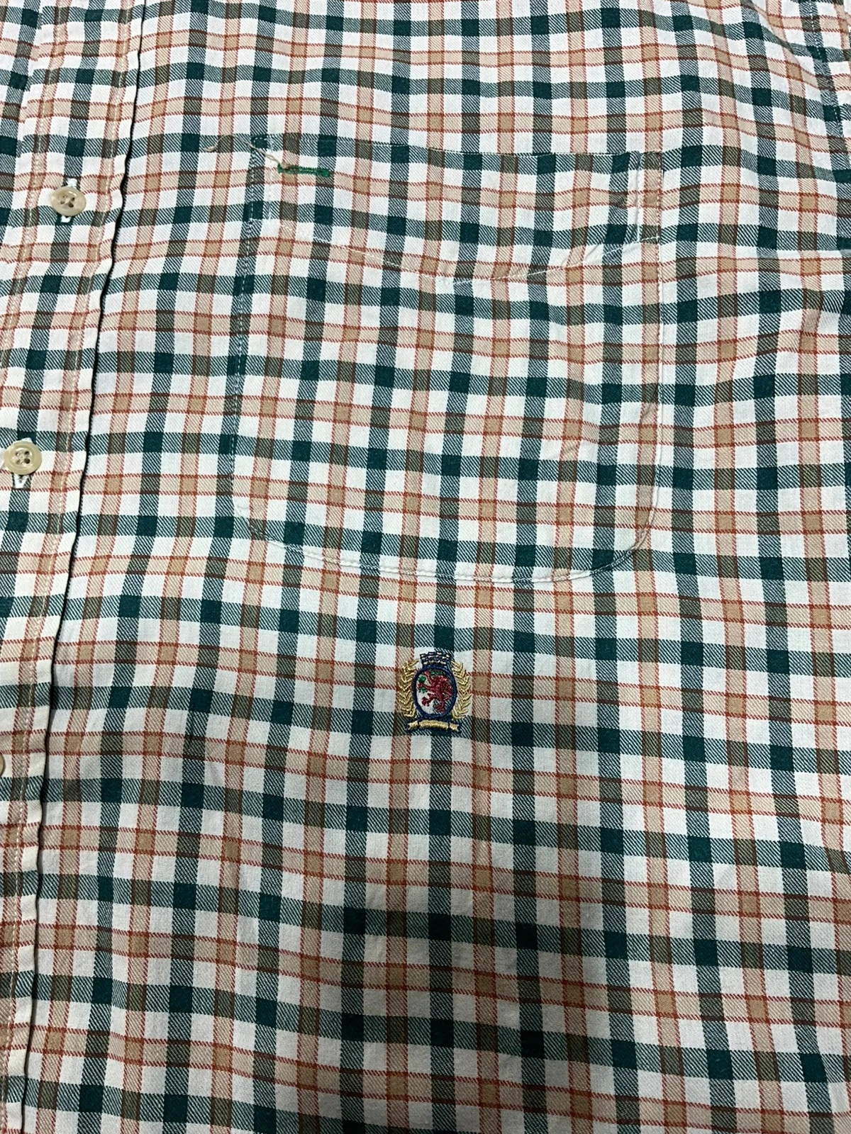 Chemise Tommy Hilfiger XL Vintage 100% Coton Carreaux Vert Beige – photo 5